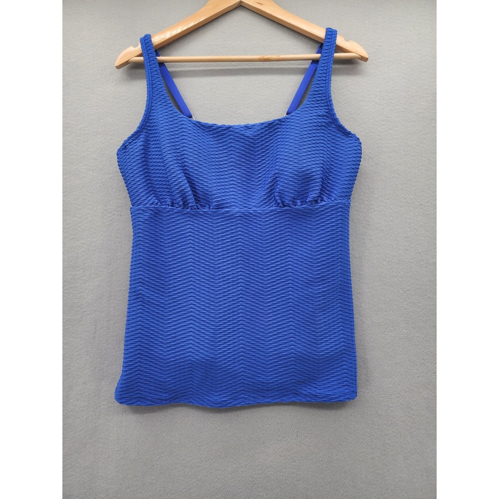 Lands' End Royal Blue Textured Tankini Swim Top